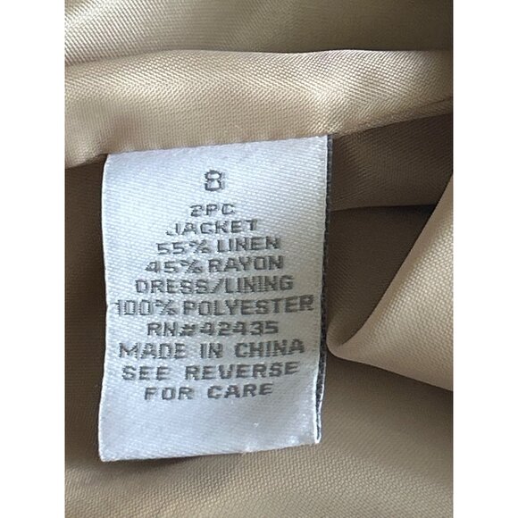 Dress Barn Brown & Beige Polka Dot Maxi Dress With Tan Linen Blend Blazer Sz 8 - Picture 9 of 16